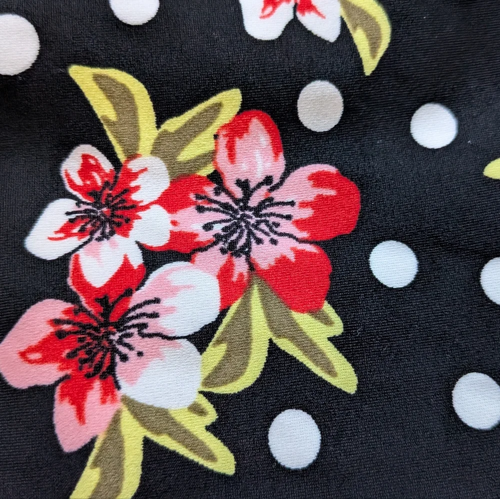 Lascana for Venus ruched one piece black and pink floral swim suit